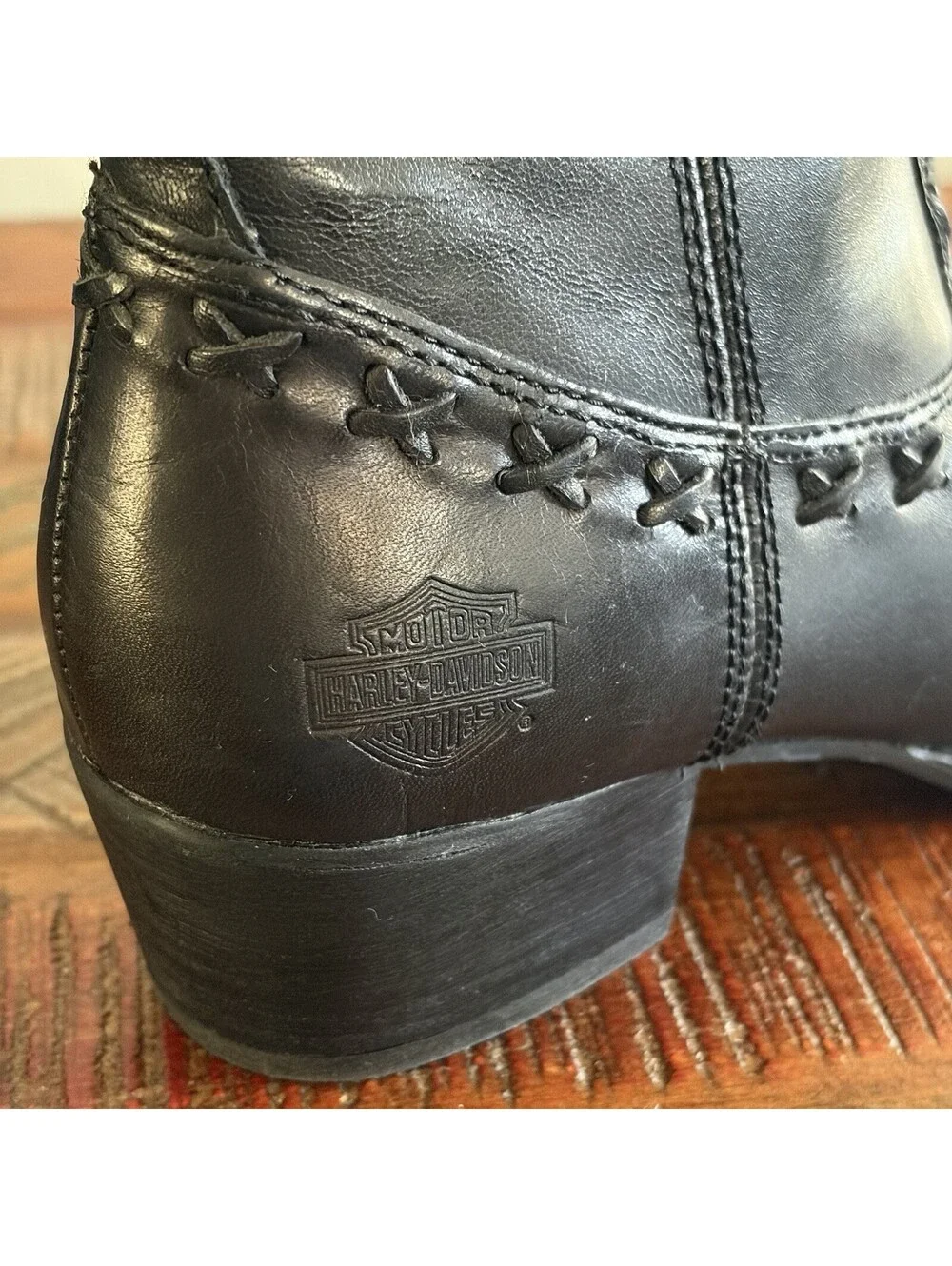 Harley-Davidson Women’s 7.5 Leather Ankle Boots Black Western Motorcycle